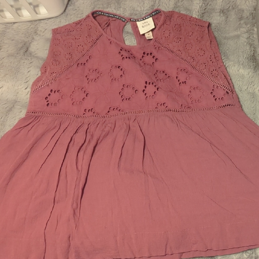 Knox Rose Mauve Eyelet Blouse